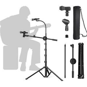 Microphone Tripod Stand, Gooseneck Mic Boom Arm Stand Height Adjustable 30" - 80